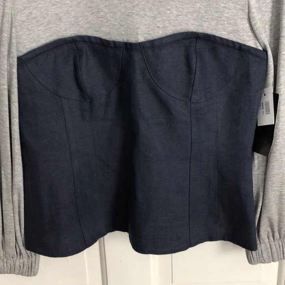 Tibi "Hessian" combo top featuring woven bustier - Picture 4 of 8